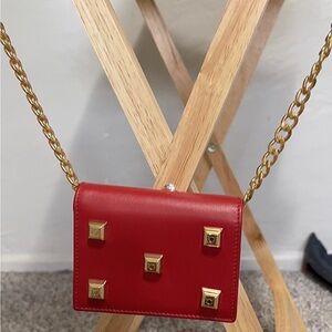 Ferragamo wallet Red Rivet Calfskin  Leather.Authentic wallet. With certificate.